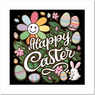 Happy Easter Bunny And Cat And Dog Mom Dad Boys Girls kids Posters and Art